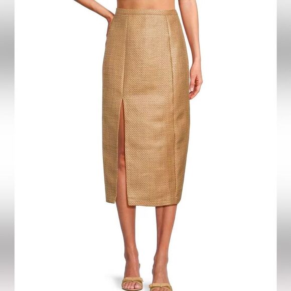 Antonio Melani The Style Bungalow Manana Raffia Midi Pencil Skirt, 12, Tan NWT‎ - Picture 14 of 15